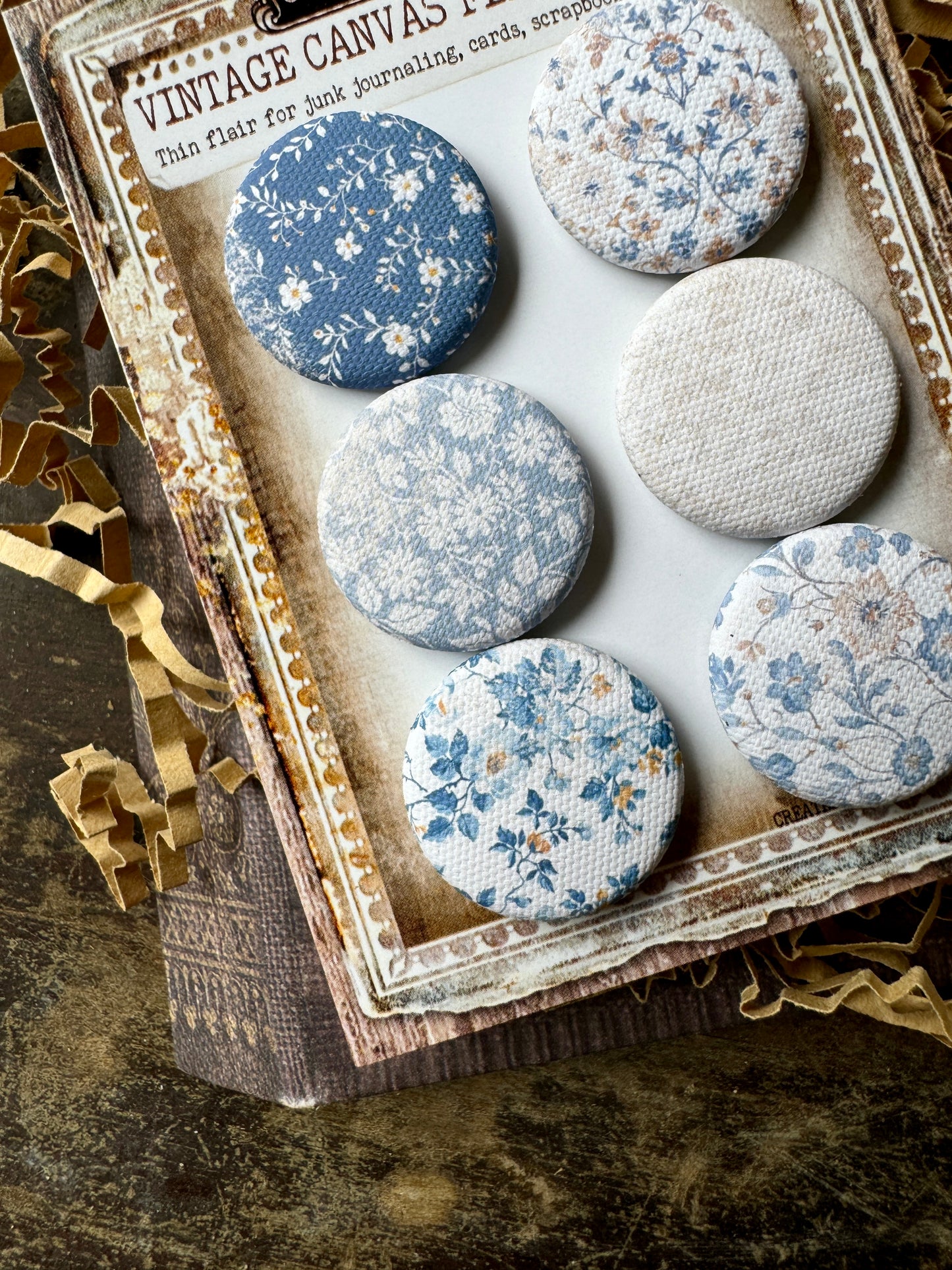 French Blues Canvas Flair Buttons