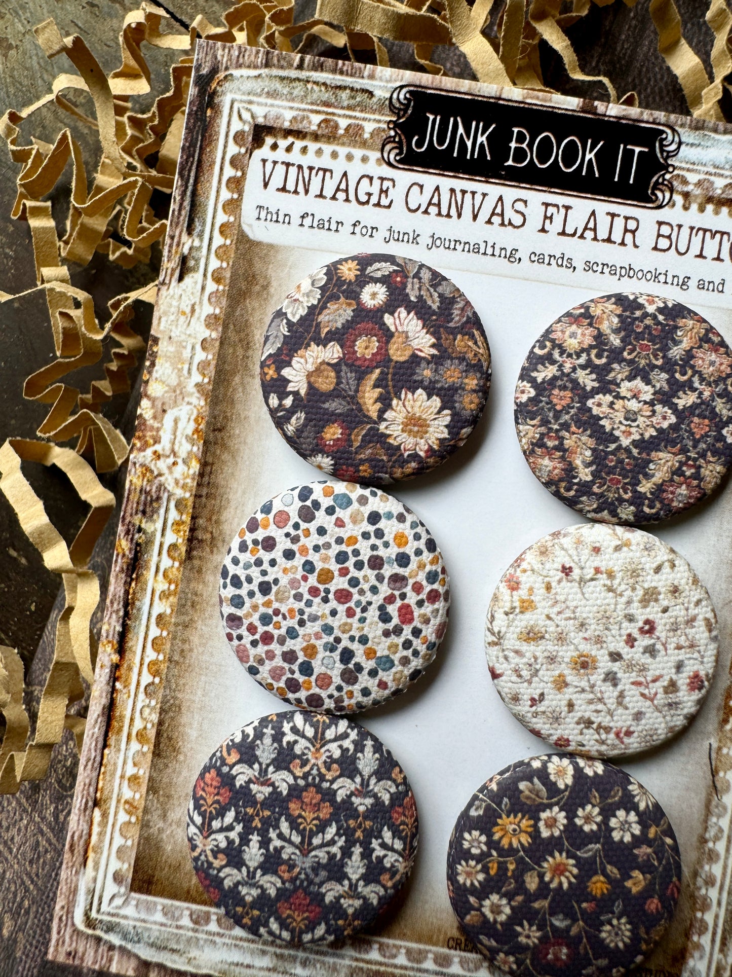 Darker Floral Florals Canvas Flair Buttons