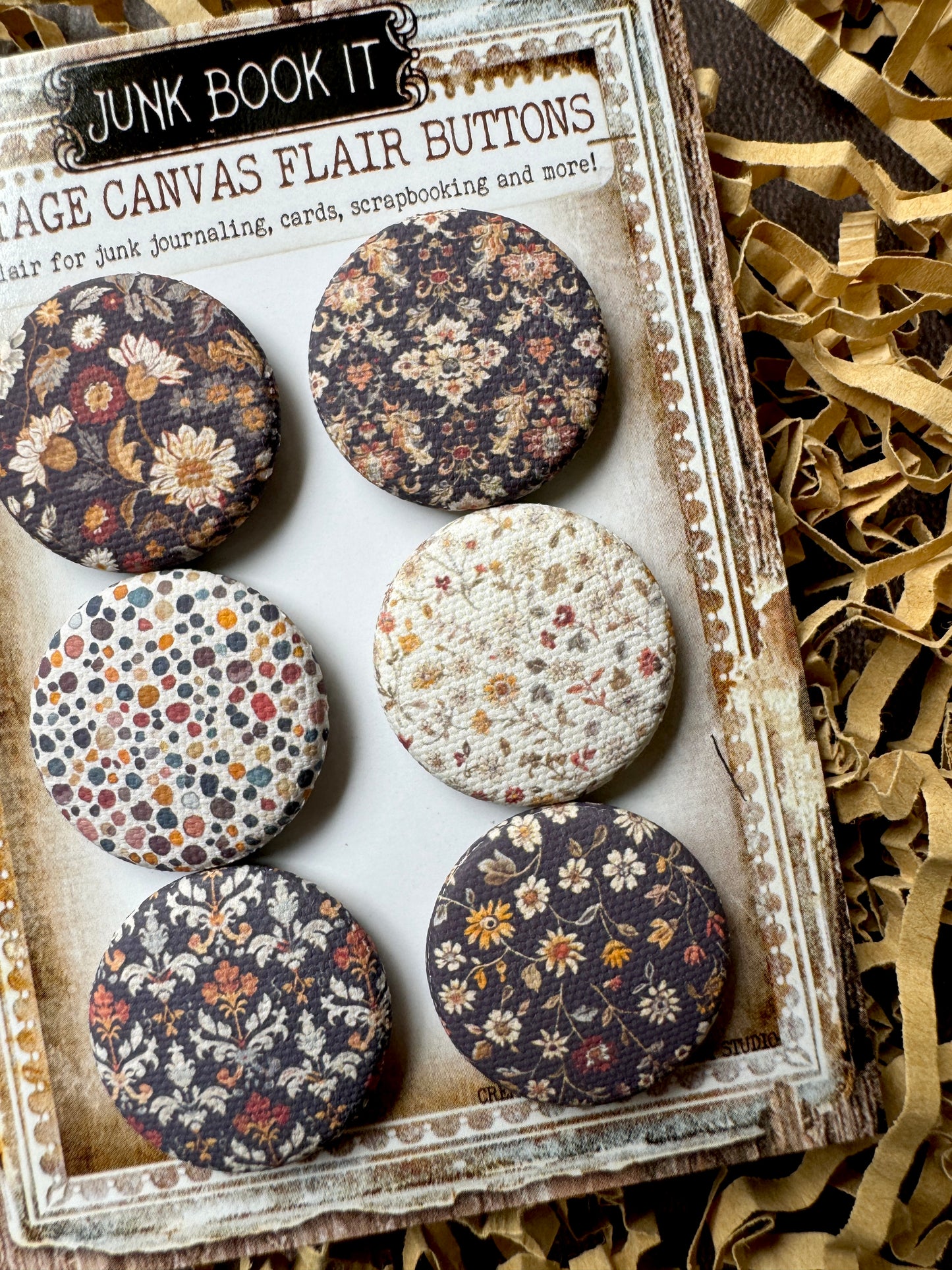 Darker Floral Florals Canvas Flair Buttons