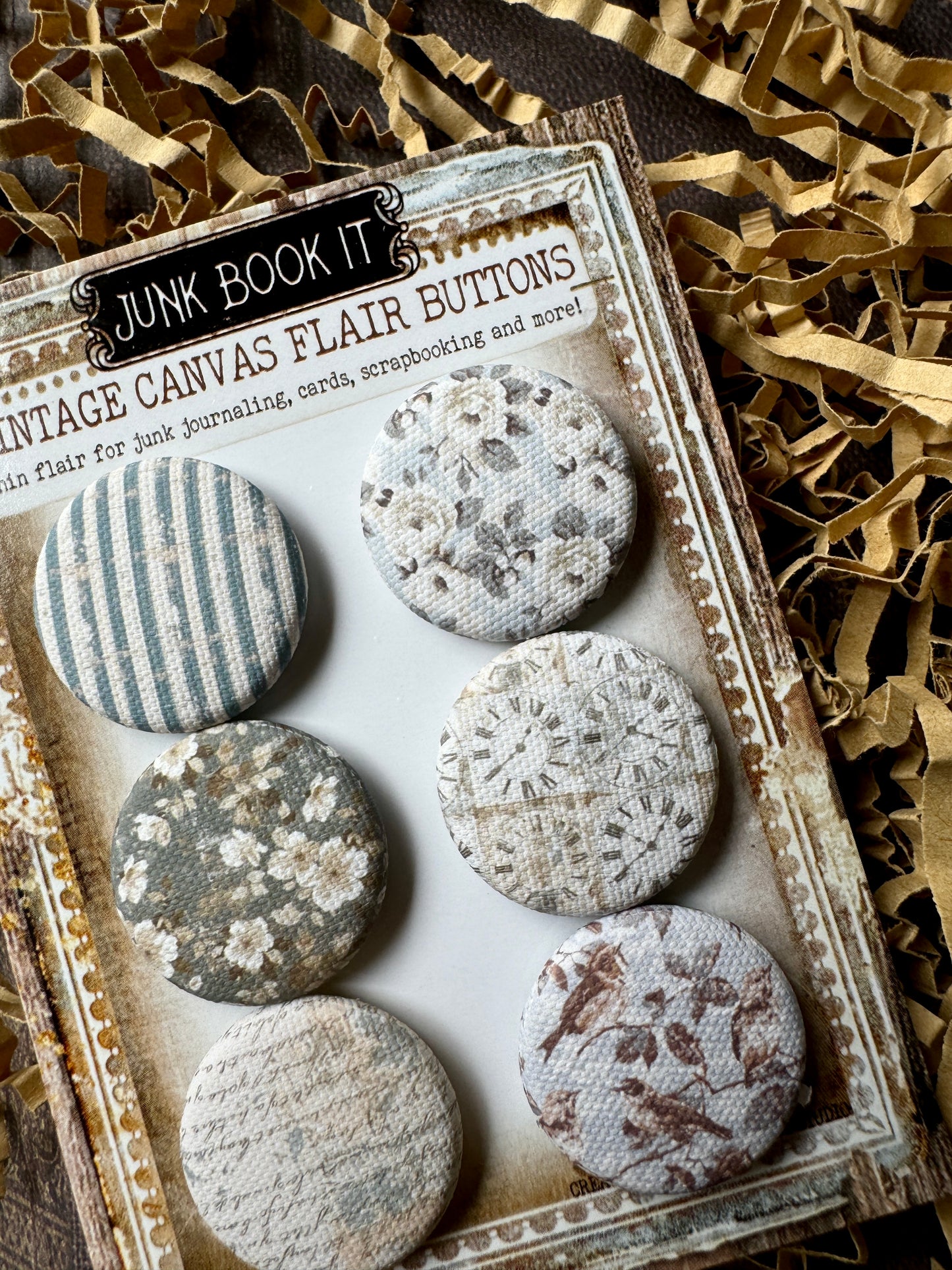 Vintage Morning Mist Canvas Flair Buttons