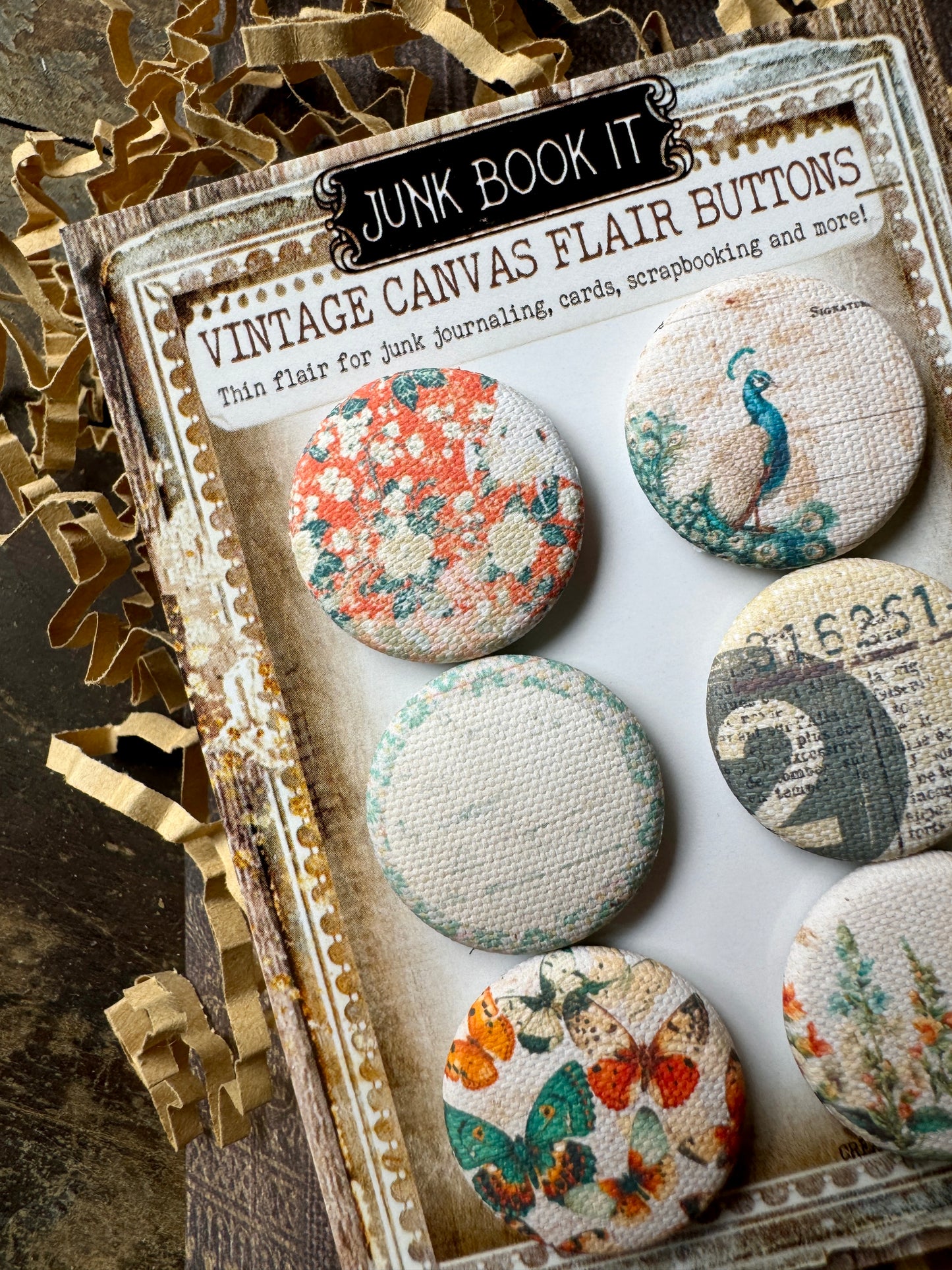 Vintage Floral Mixup Canvas Flair Buttons