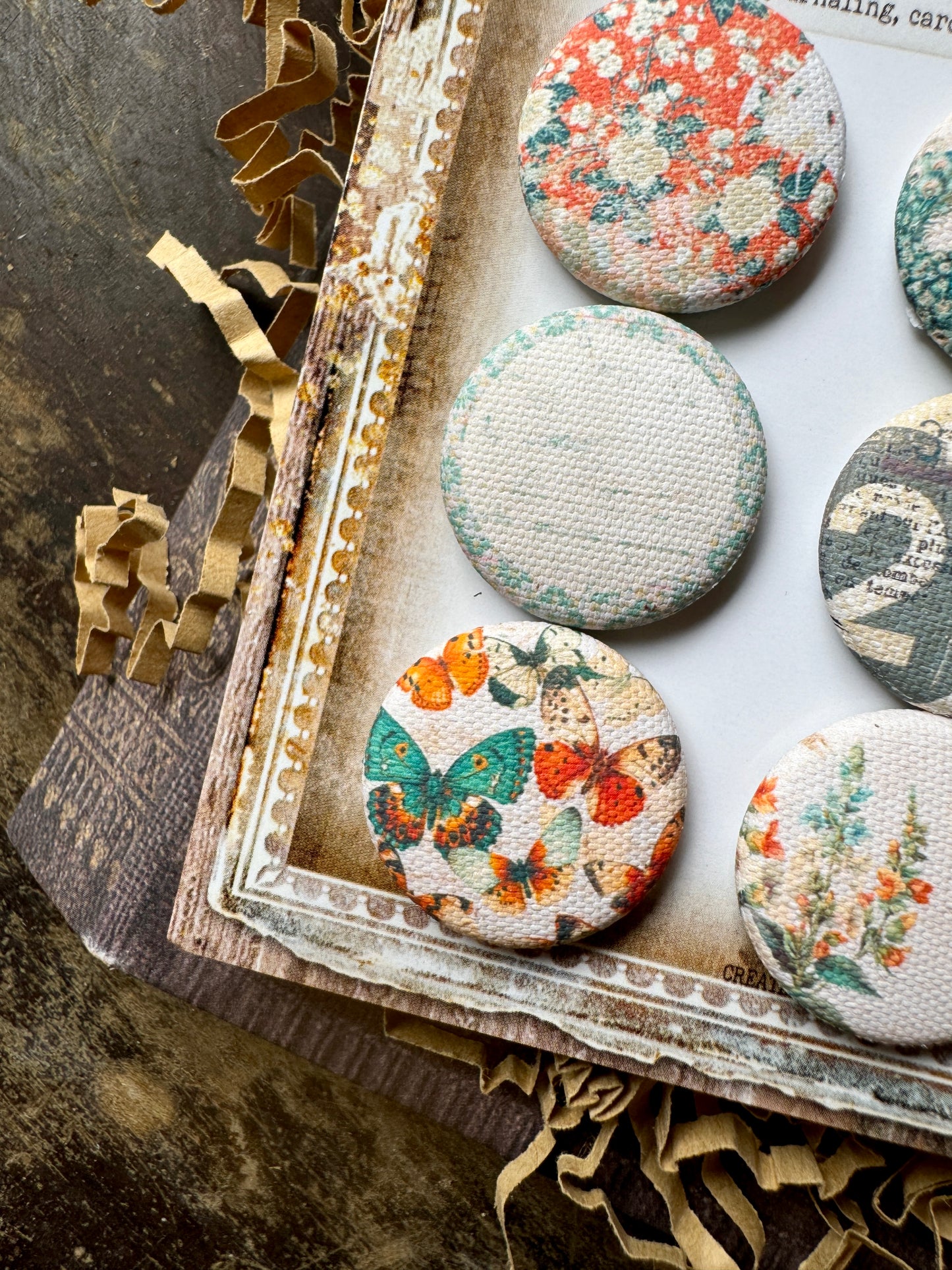 Vintage Floral Mixup Canvas Flair Buttons