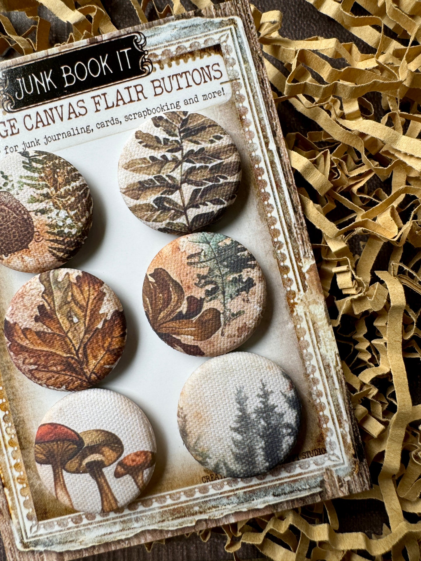 Vintage Forest Walk Canvas Flair Buttons