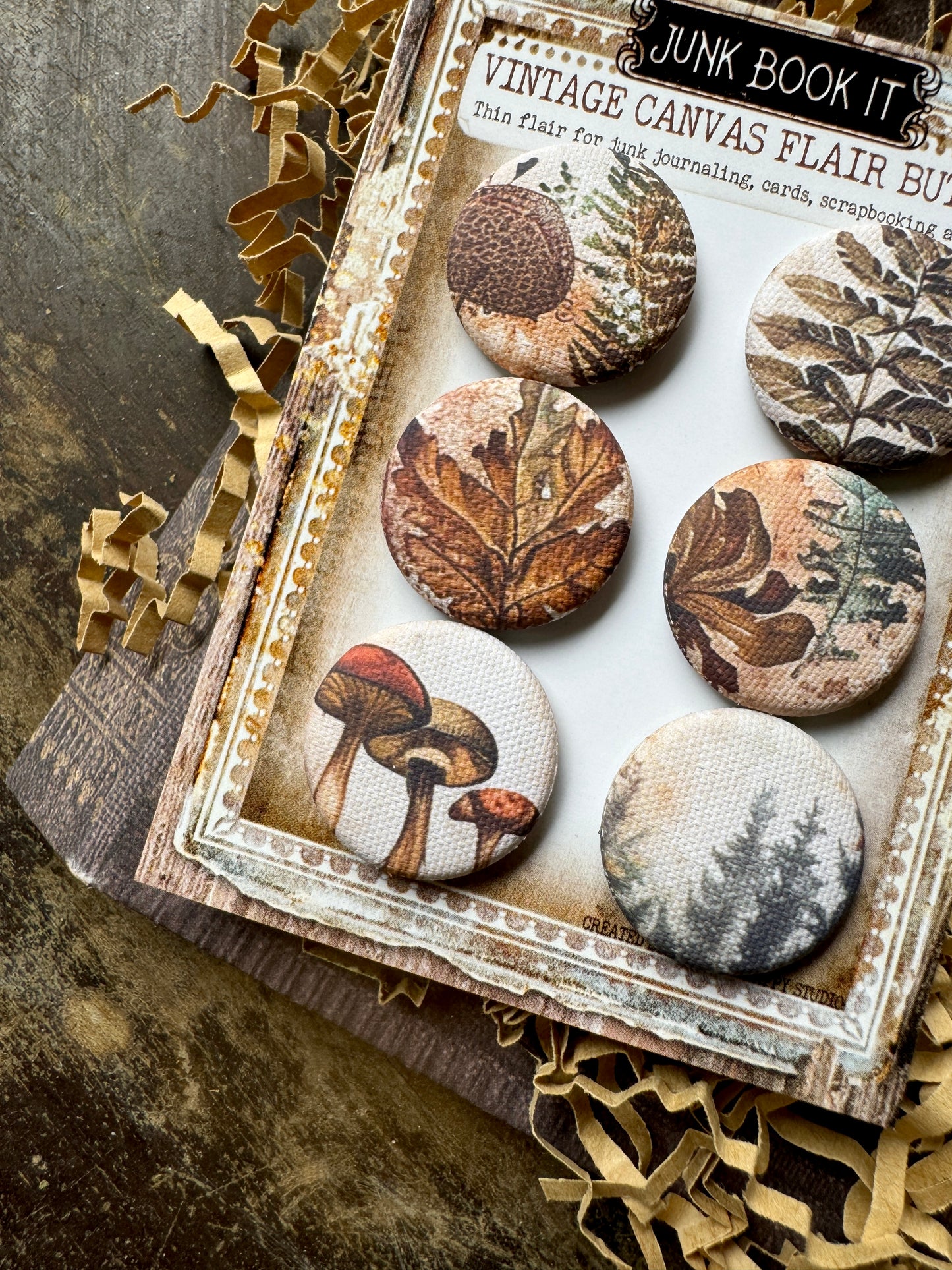 Vintage Forest Walk Canvas Flair Buttons