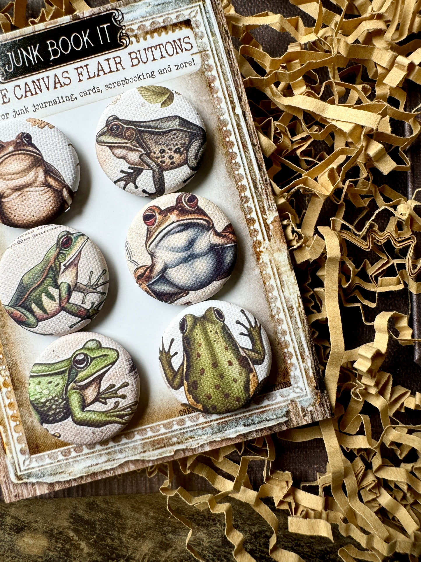 Vintage Frogs Canvas Flair Buttons