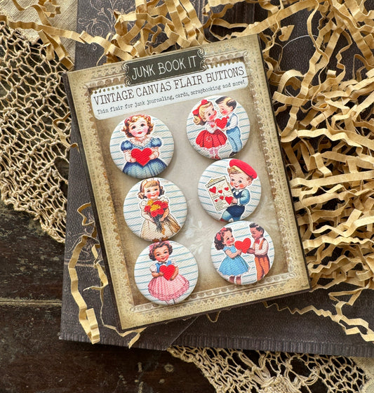 Vintage Valentine's Card Flair Buttons