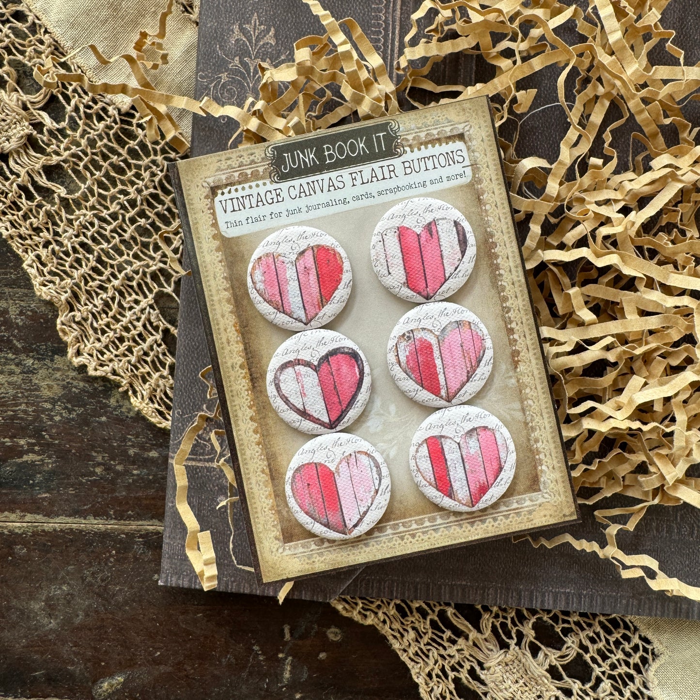 Vintage My Wooden Heart Flair Buttons