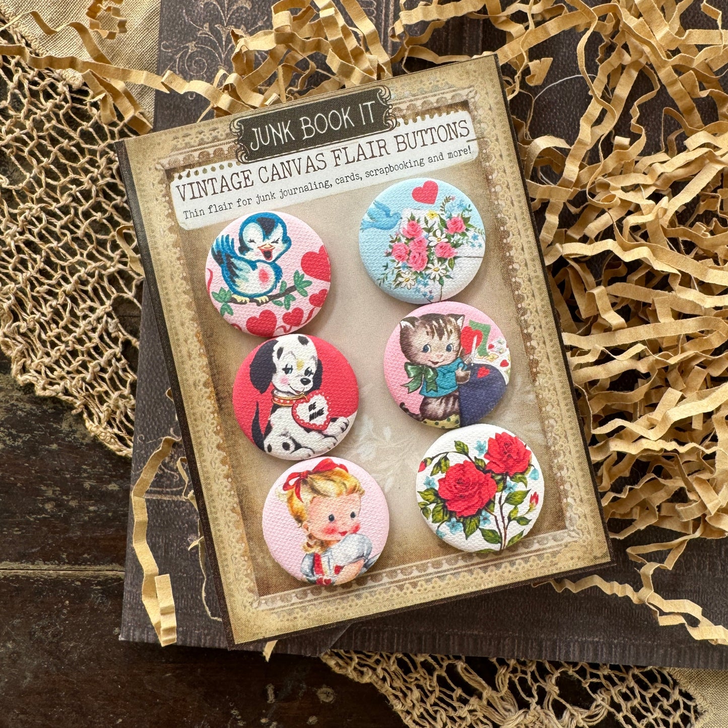 Vintage Mixed Valentine Flair Buttons