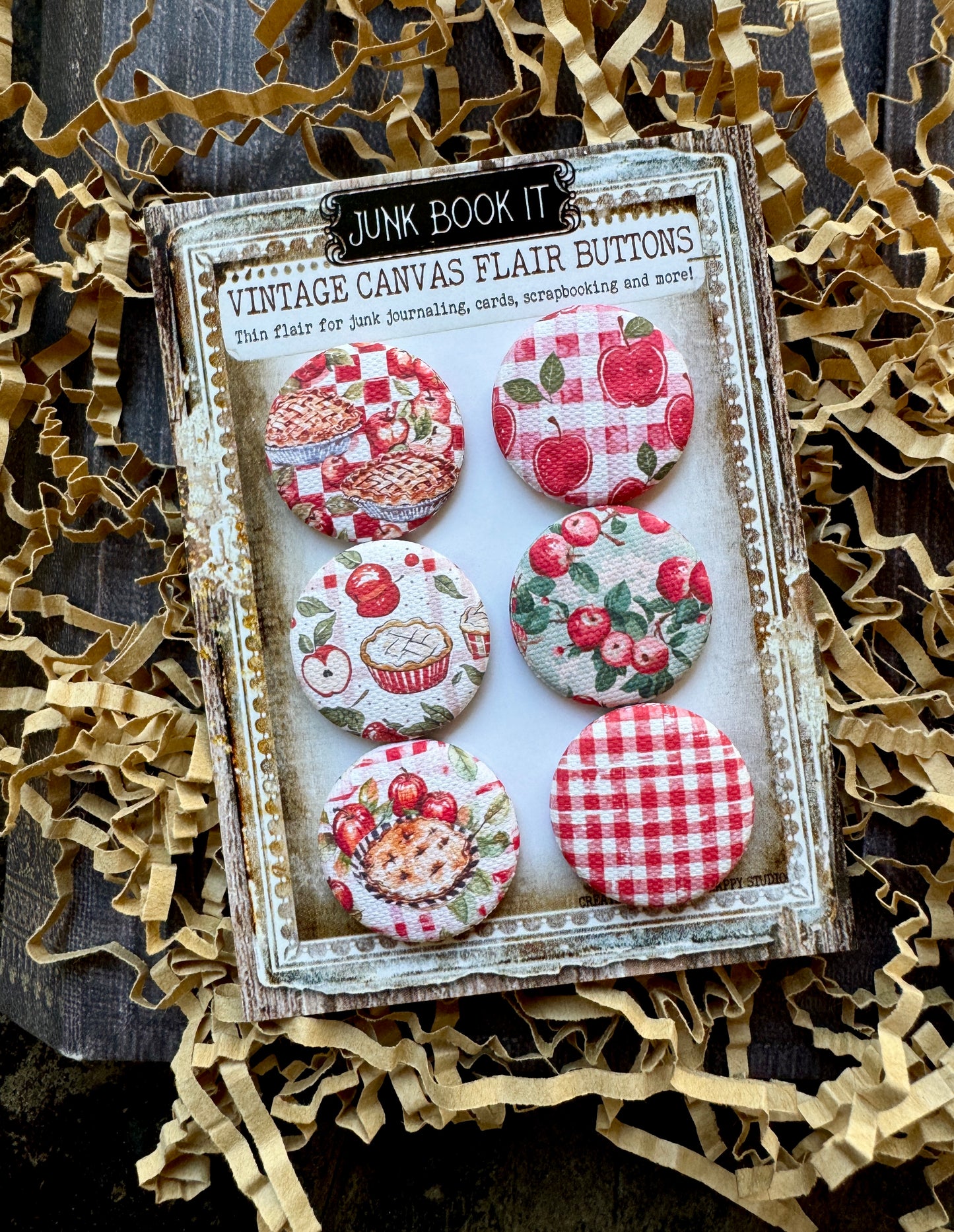 Vintage Apple Pie Canvas Flair Buttons