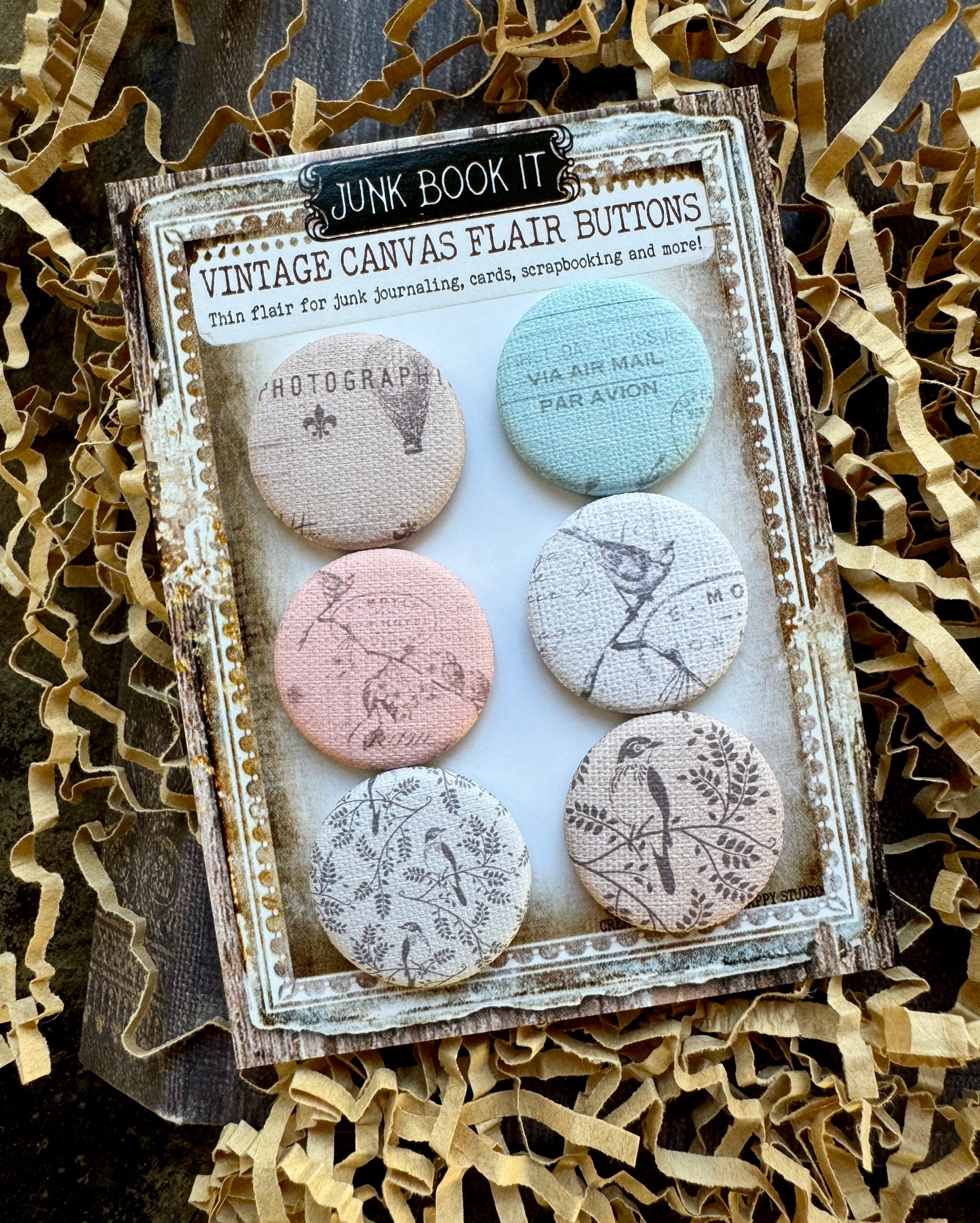 Vintage Burlap Fall Canvas Flair Buttons