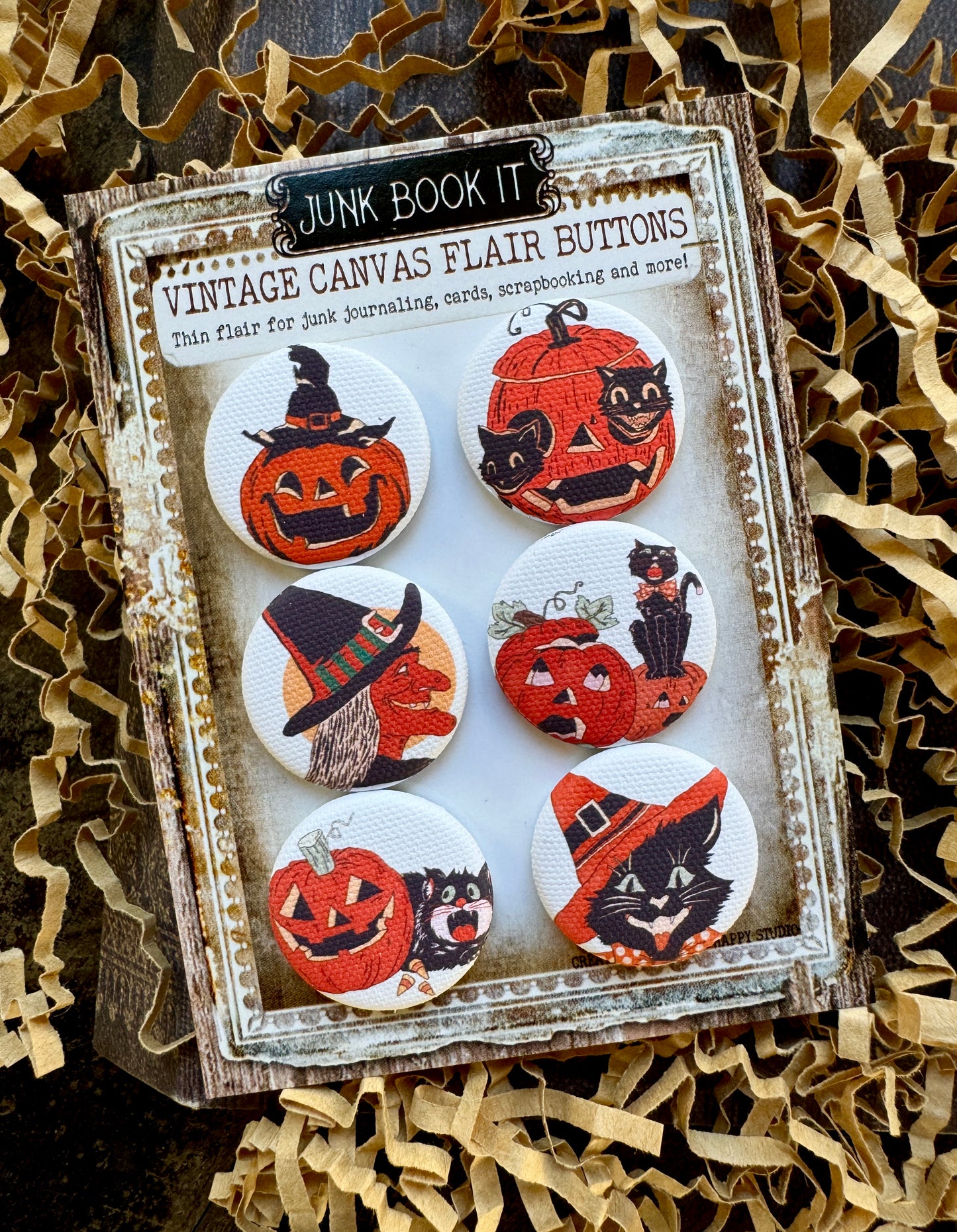 Vintage Halloween Canvas Flair Buttons