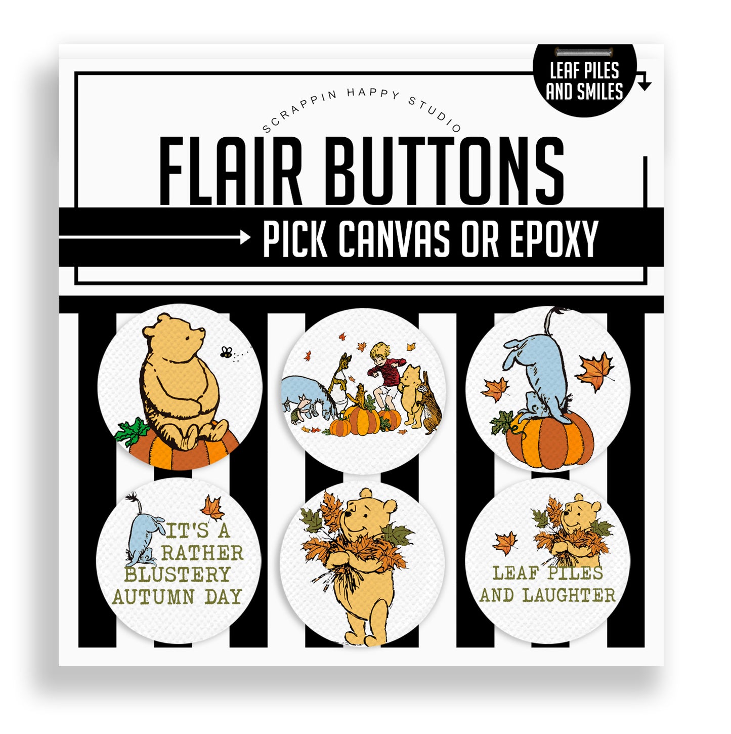 Leaf Piles And Smiles Flair Buttons