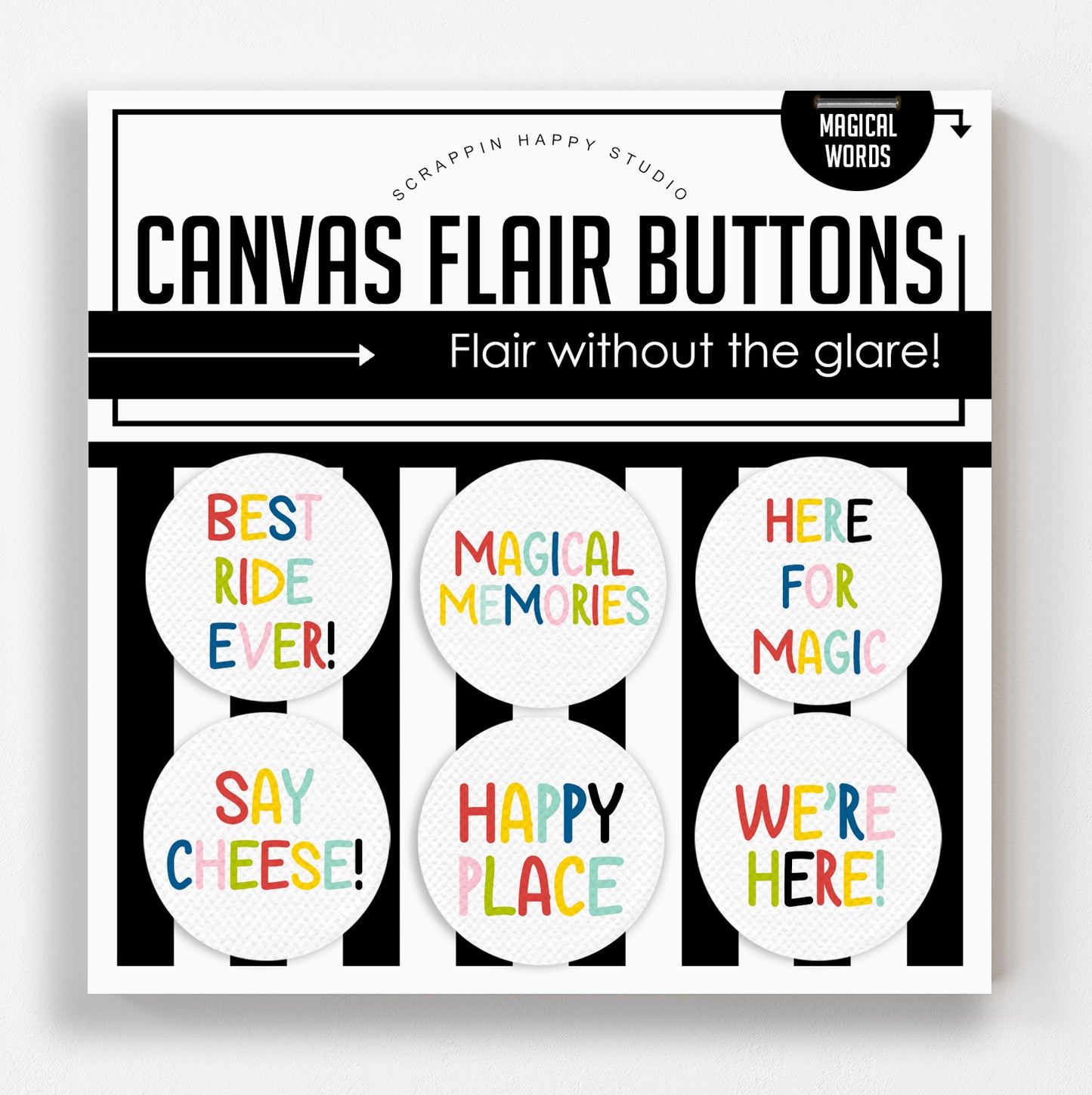 Magical Words Canvas Flair Buttons