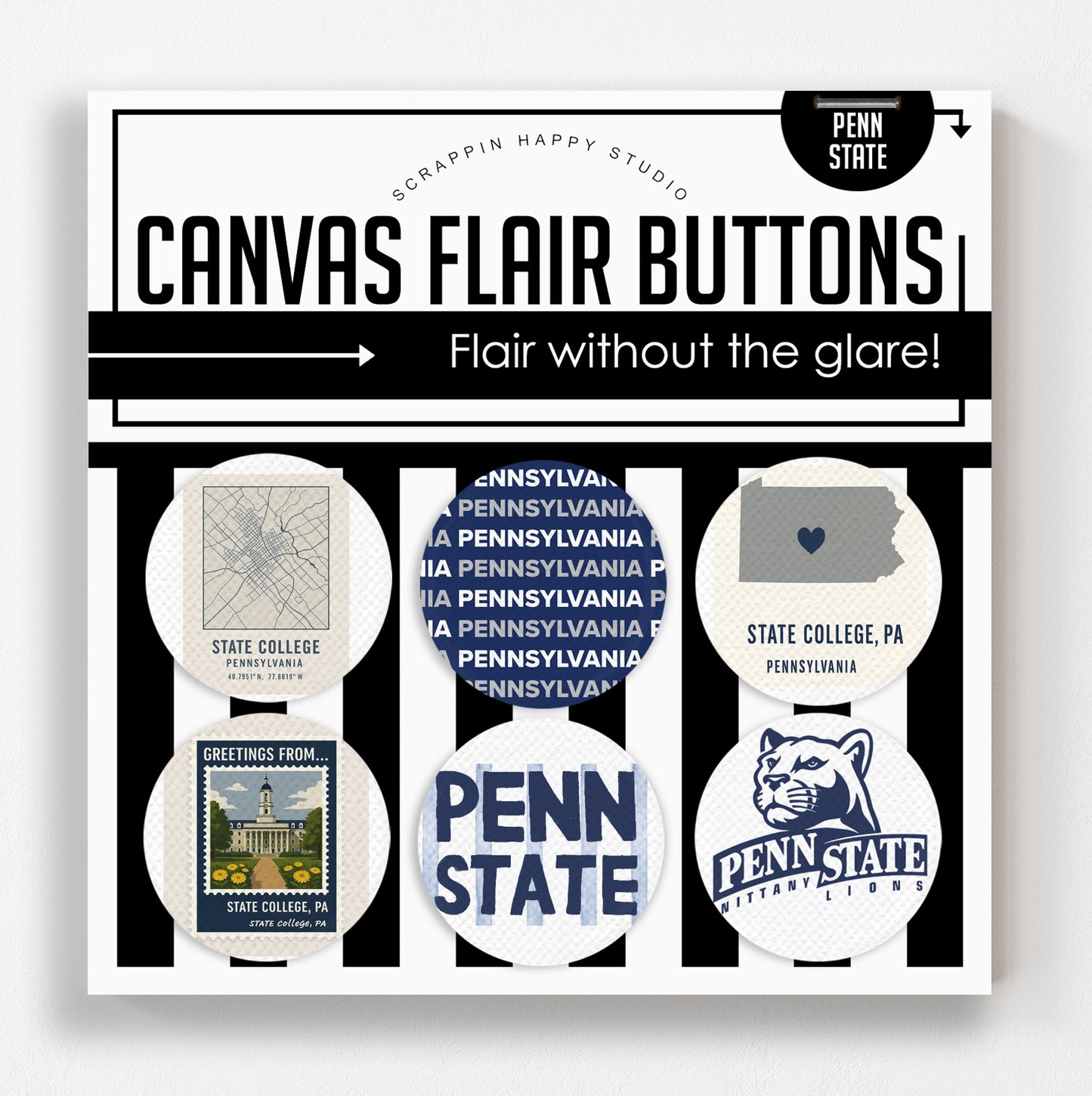 Penn State Canvas Flair Buttons