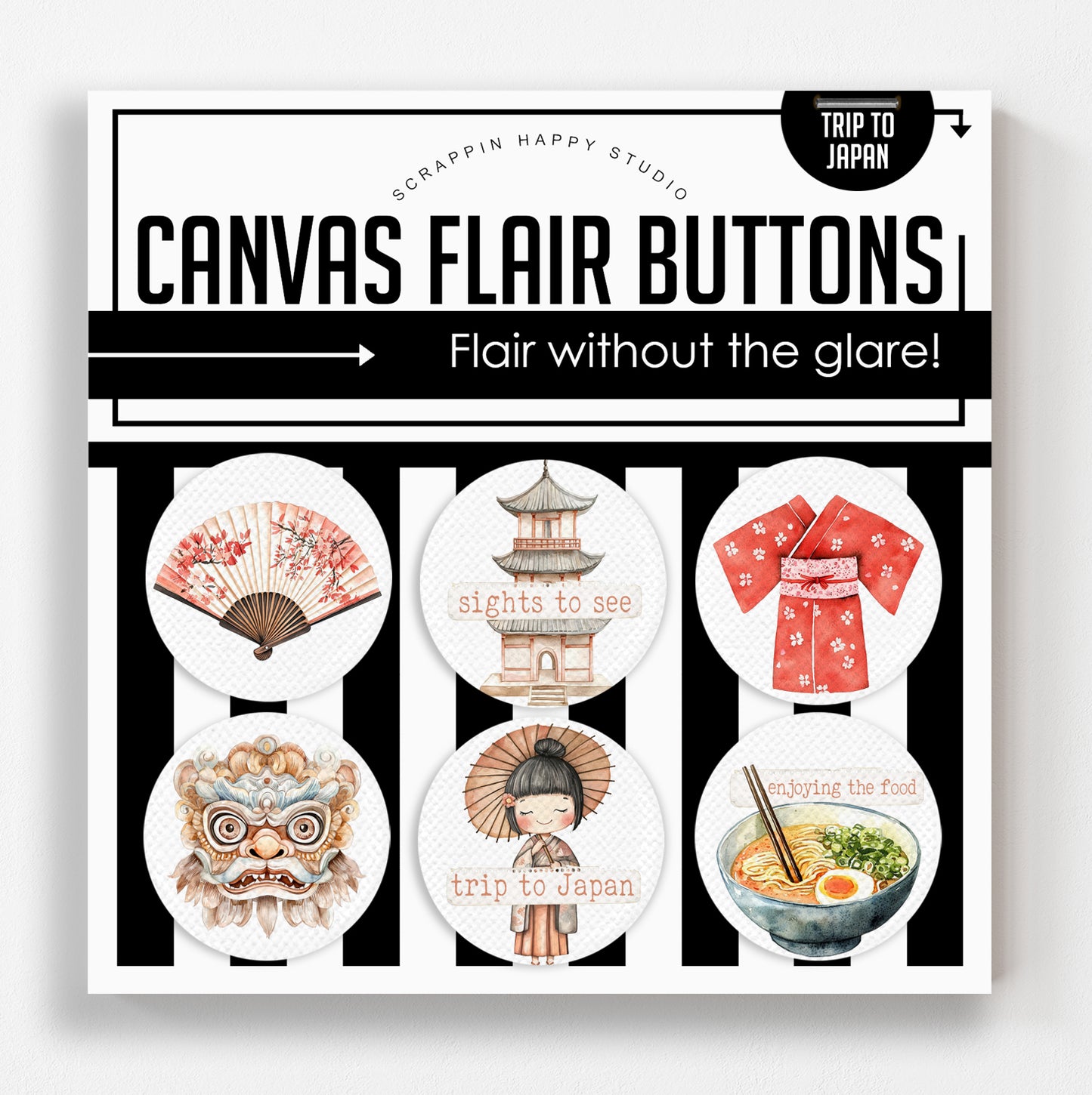 Trip To Japan Canvas Flair Buttons