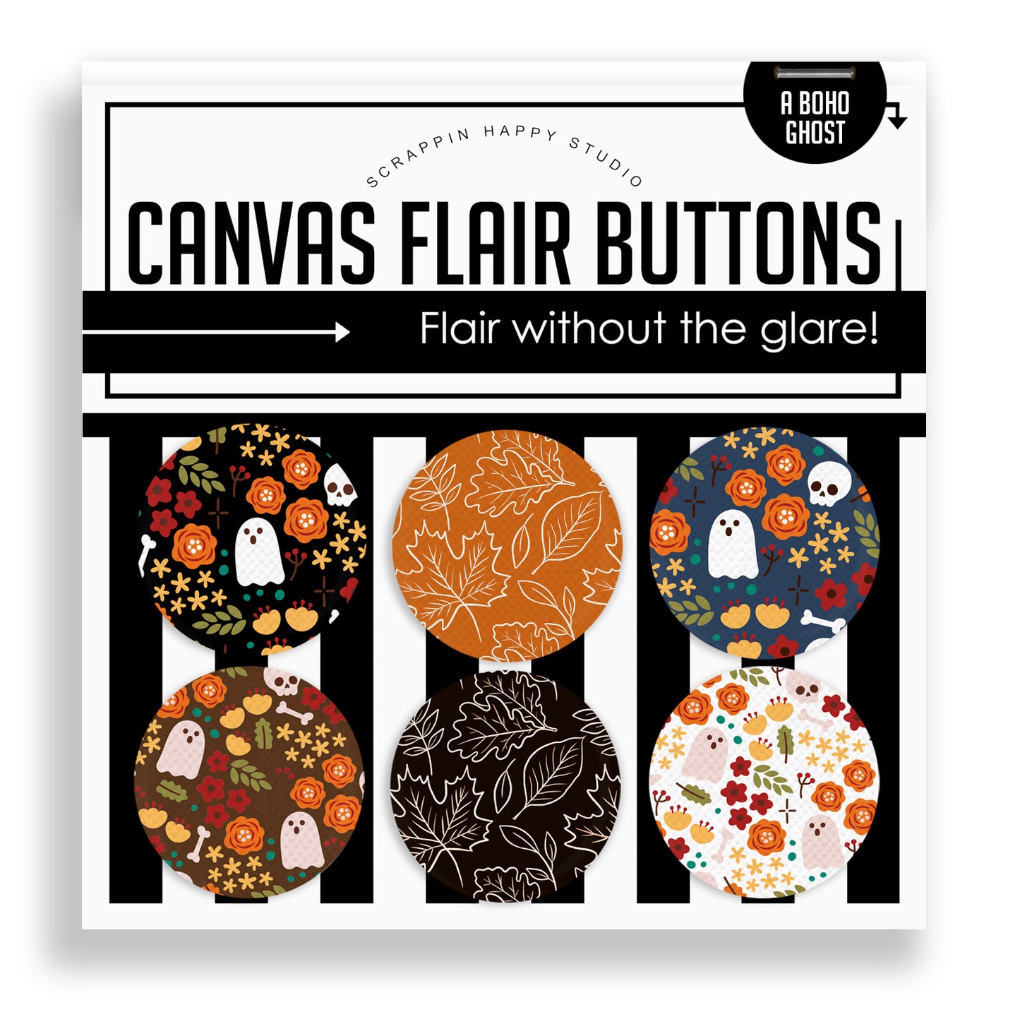 A Boho Ghost Flair Buttons