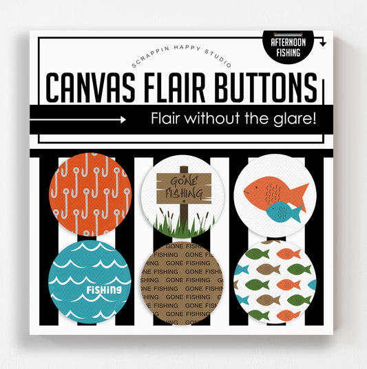 Afternoon Fishing Canvas Flair Buttons