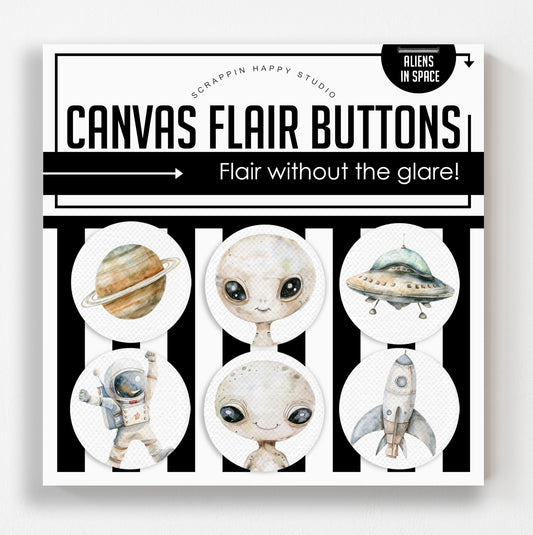 Aliens In Space Canvas Flair Buttons