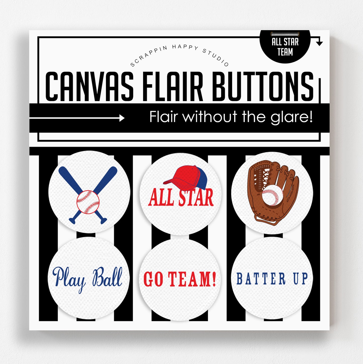 All Star Team Canvas Flair Buttons