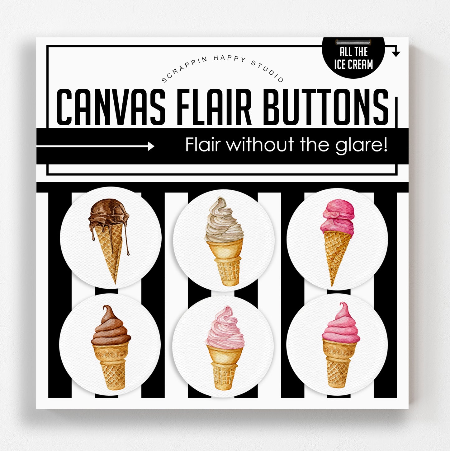 All Ice Cream Canvas Flair