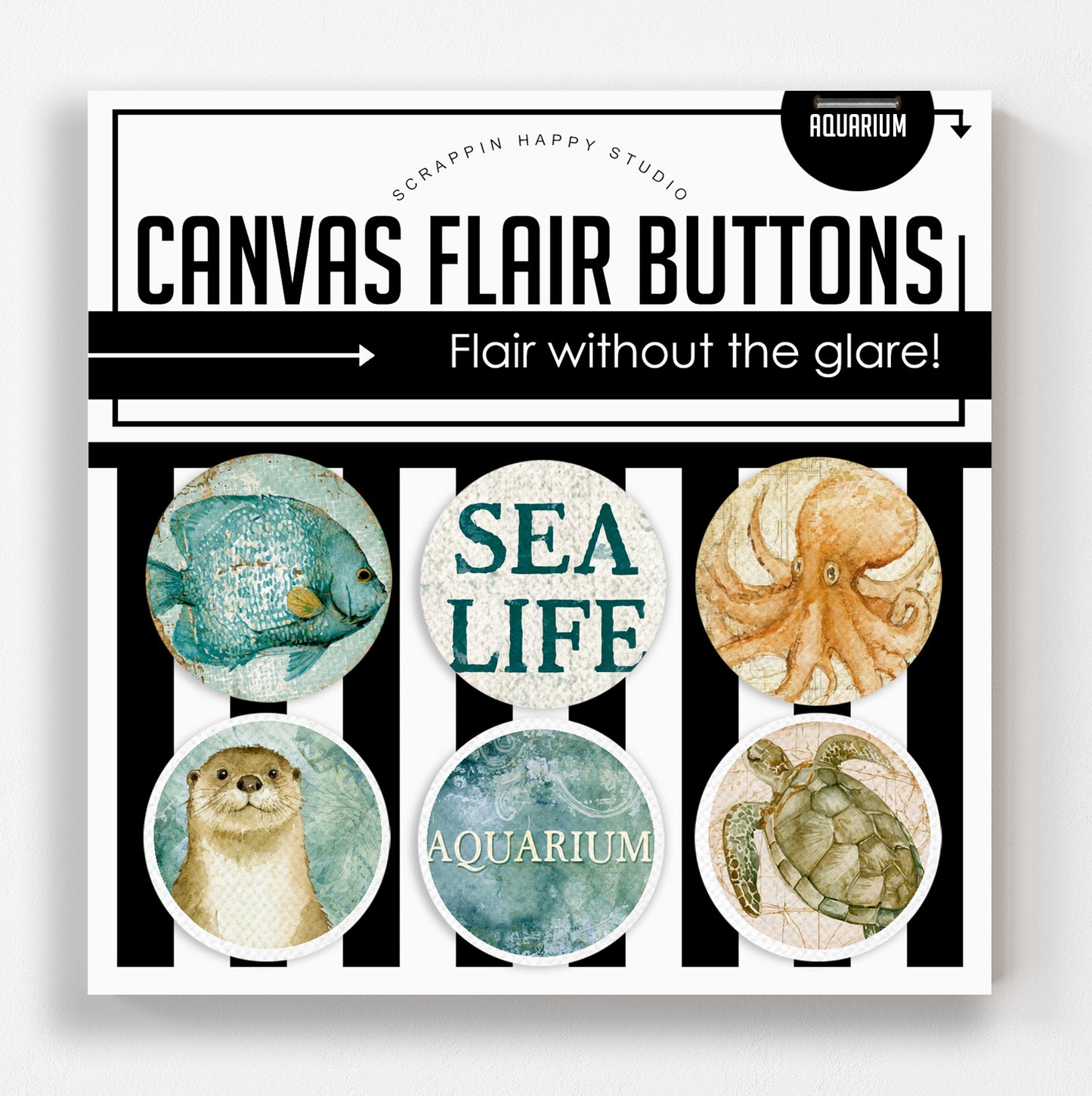 Aquarium Canvas Flair Buttons