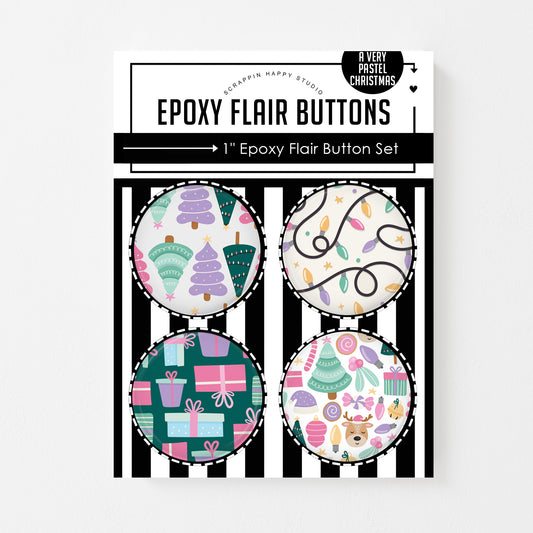 A Very Pastel Christmas Epoxy Flair Buttons