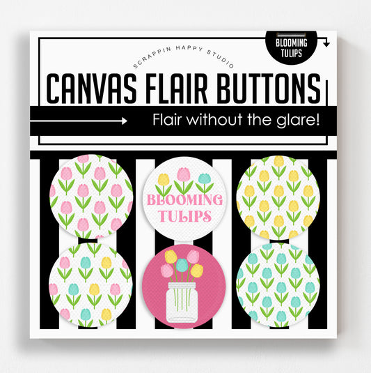 Blooming Tulips Canvas Flair Buttons