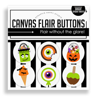 Bright Spooky Treats Flair Buttons