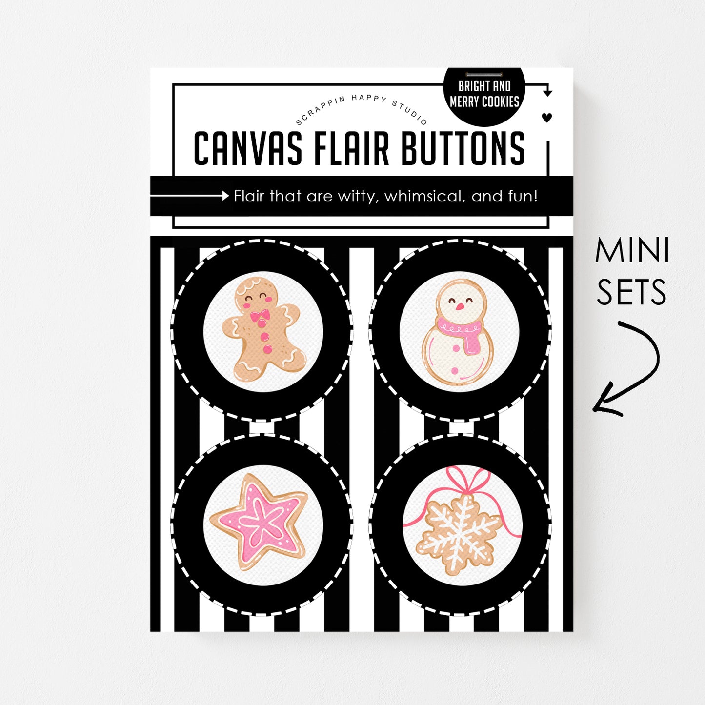Bright And Merry Cookies Canvas Flair Buttons