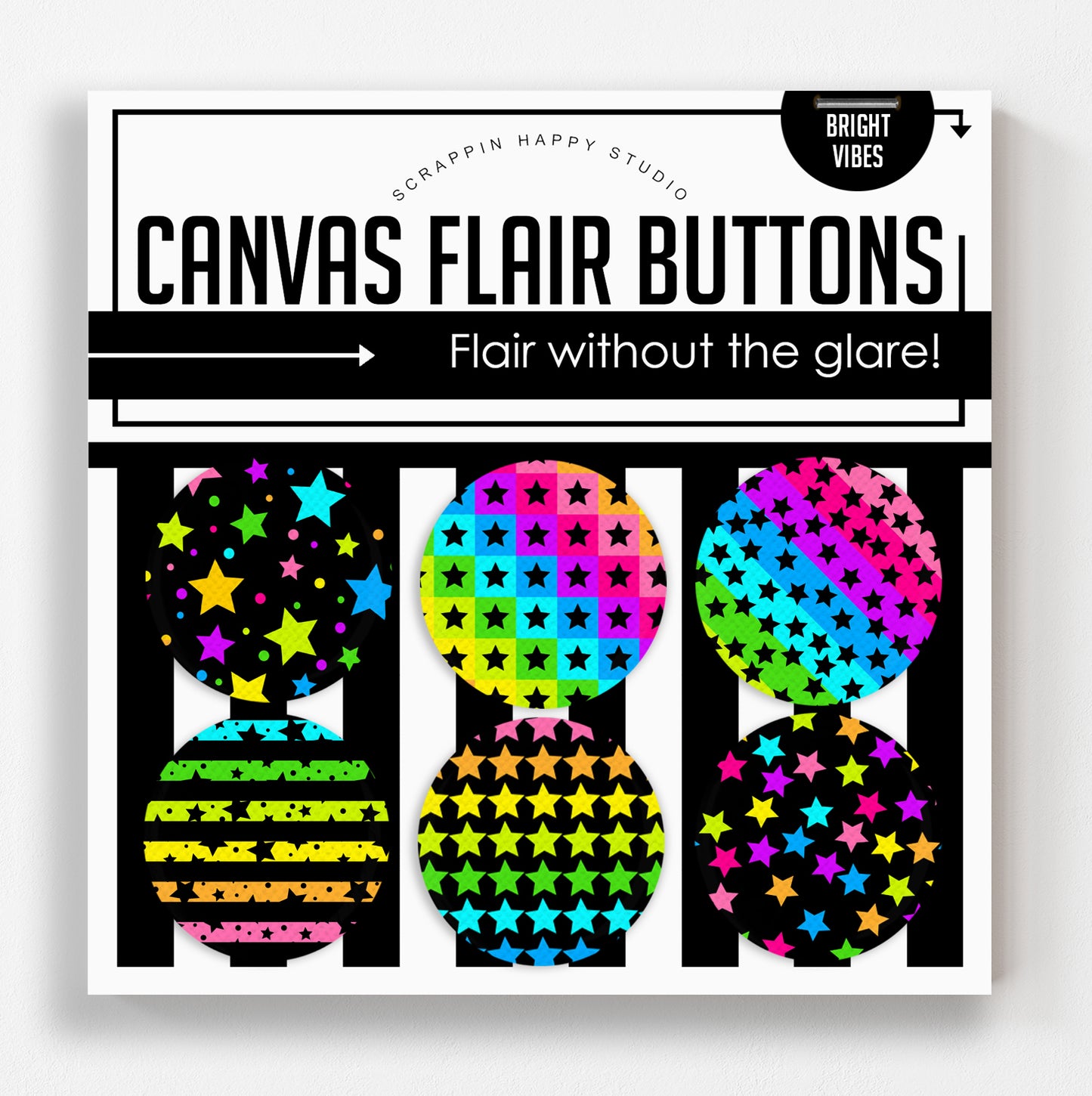 Bright Vibes Canvas Flair Buttons