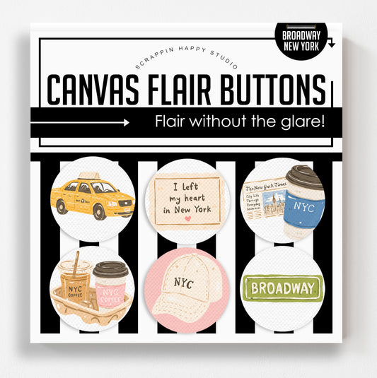 Broadway New York Canvas Flair Buttons