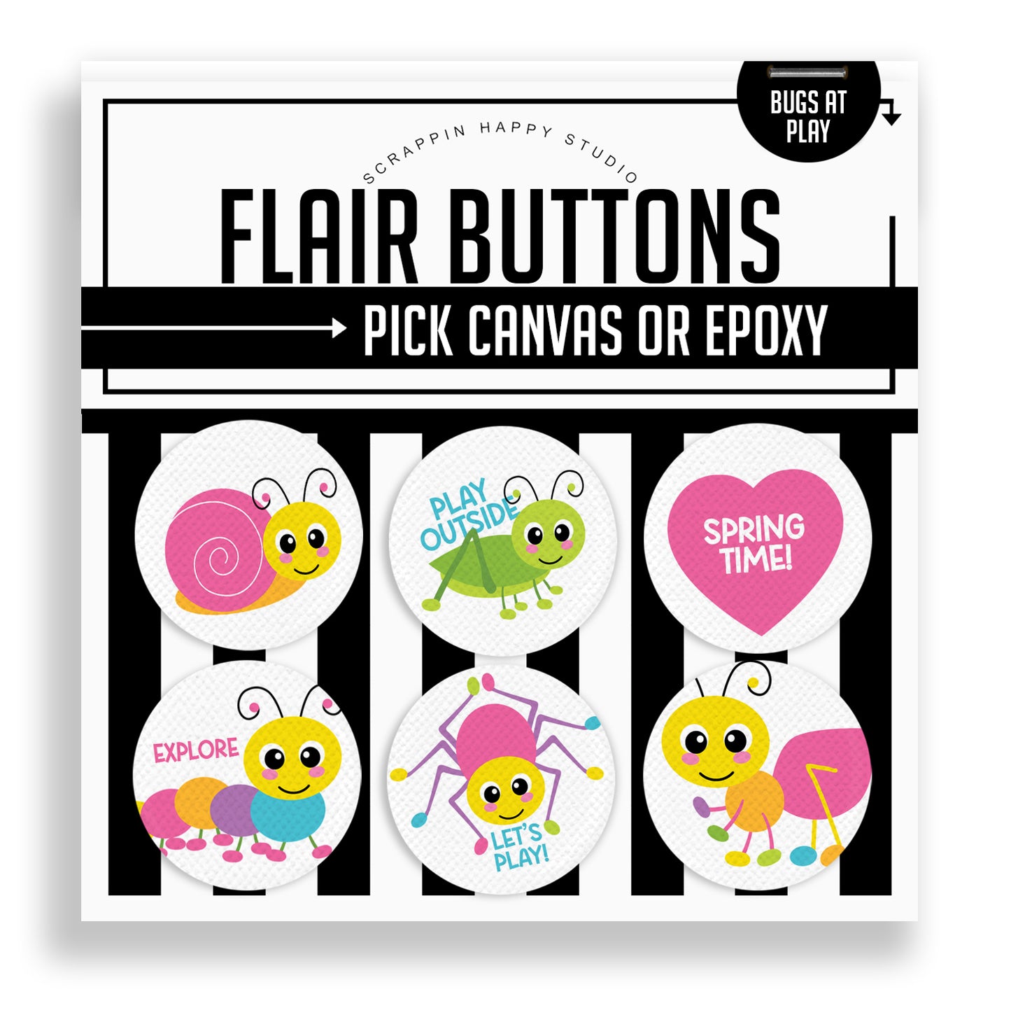 Bugs At Play Flair Buttons