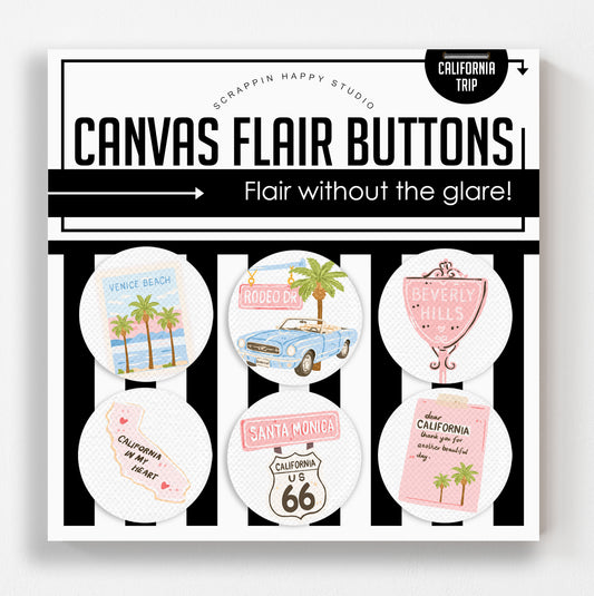 California Trip Canvas Flair Buttons