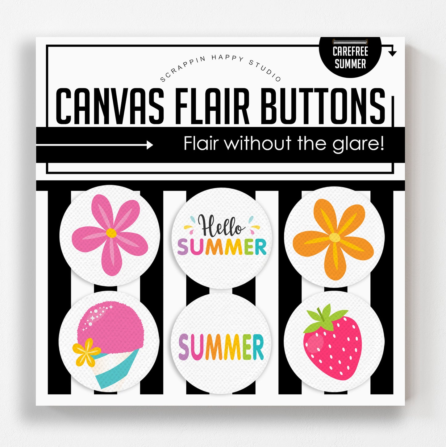 Carefree Summer Canvas Flair Buttons