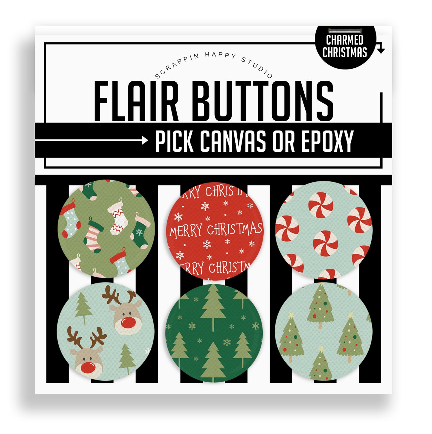 Charmed Christmas Flair Buttons