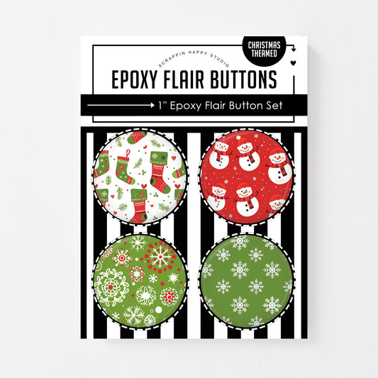 Christmas Themed Epoxy Flair Buttons