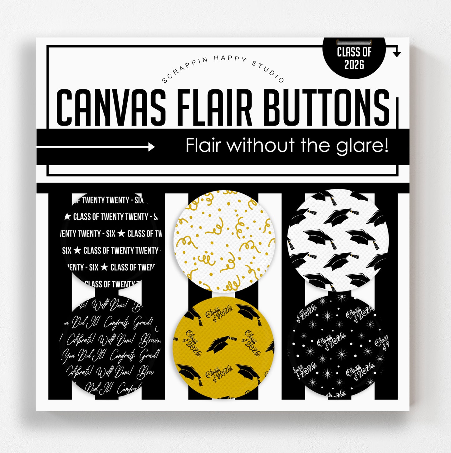 Class of 2026 Canvas Flair Buttons