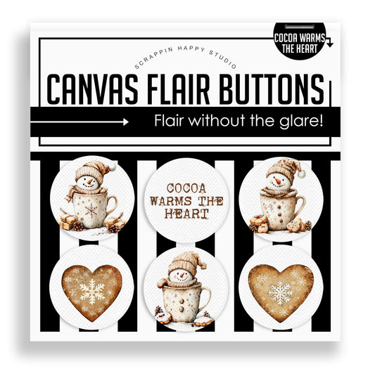 Cocoa Warms The Heart Canvas Flair Buttons