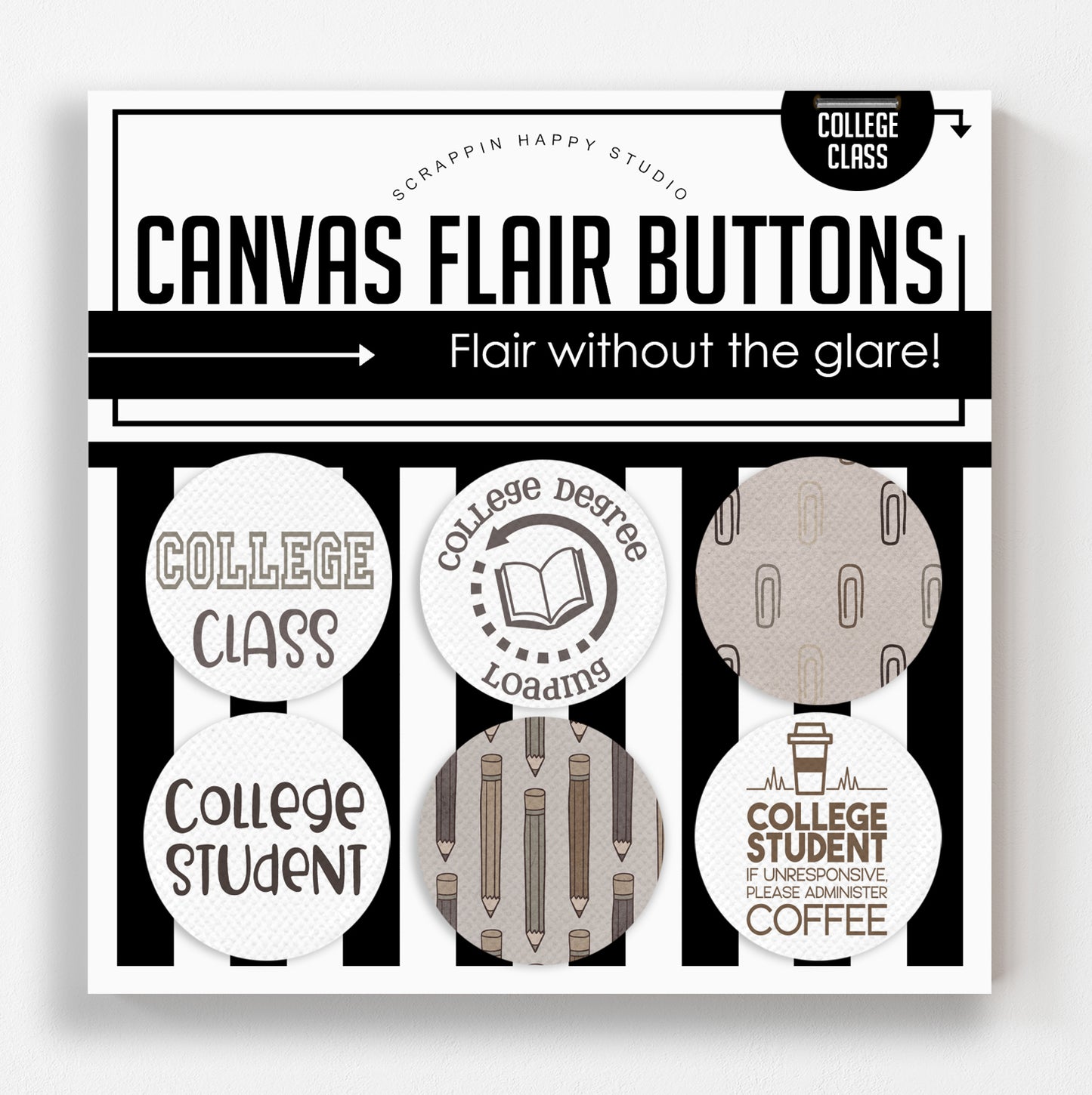 College Class Canvas Flair Buttons