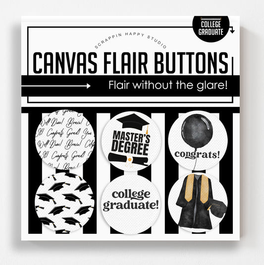 College Grad Canvas Flair Buttons