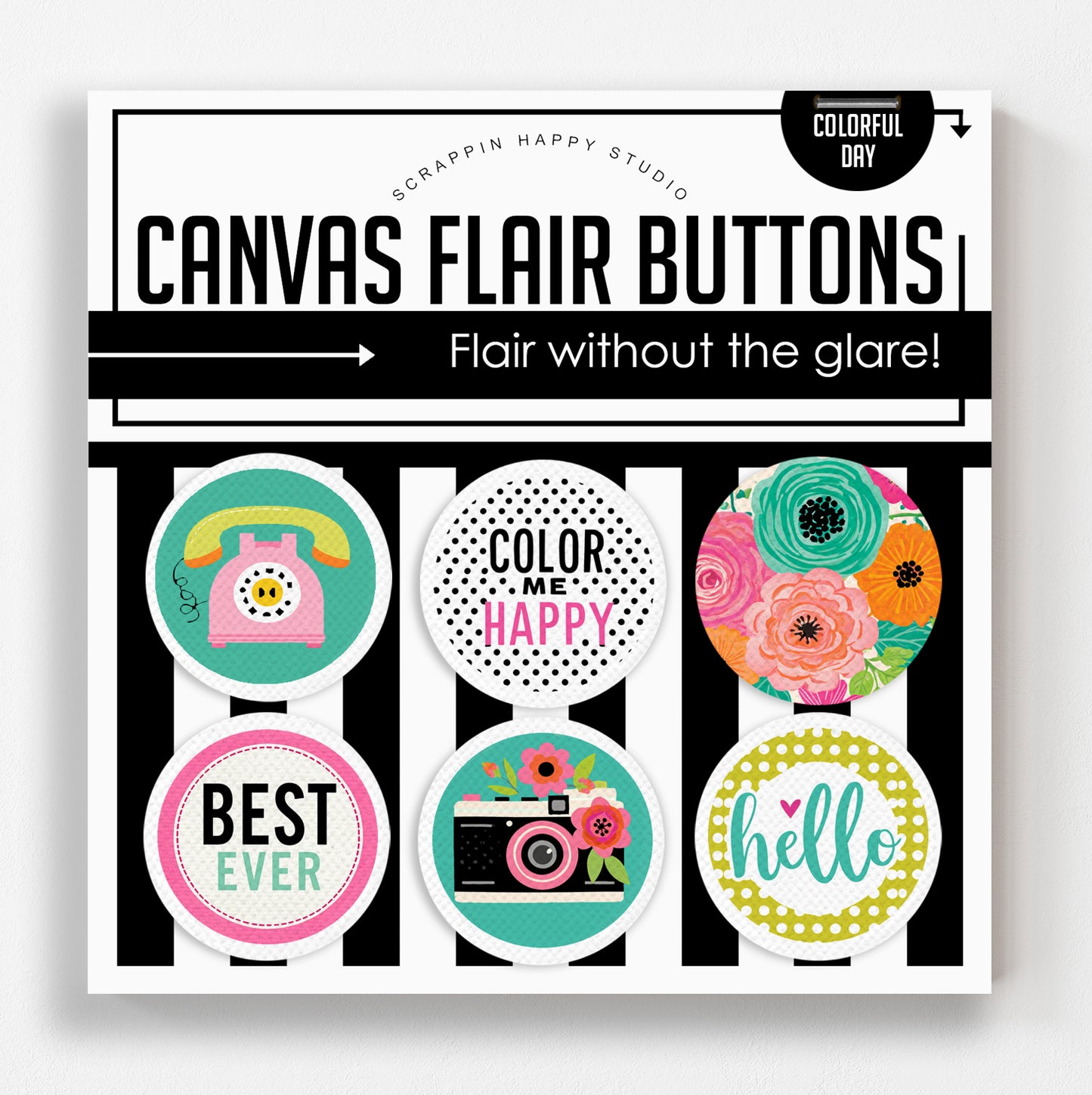 Colorful Day Canvas Flair Buttons