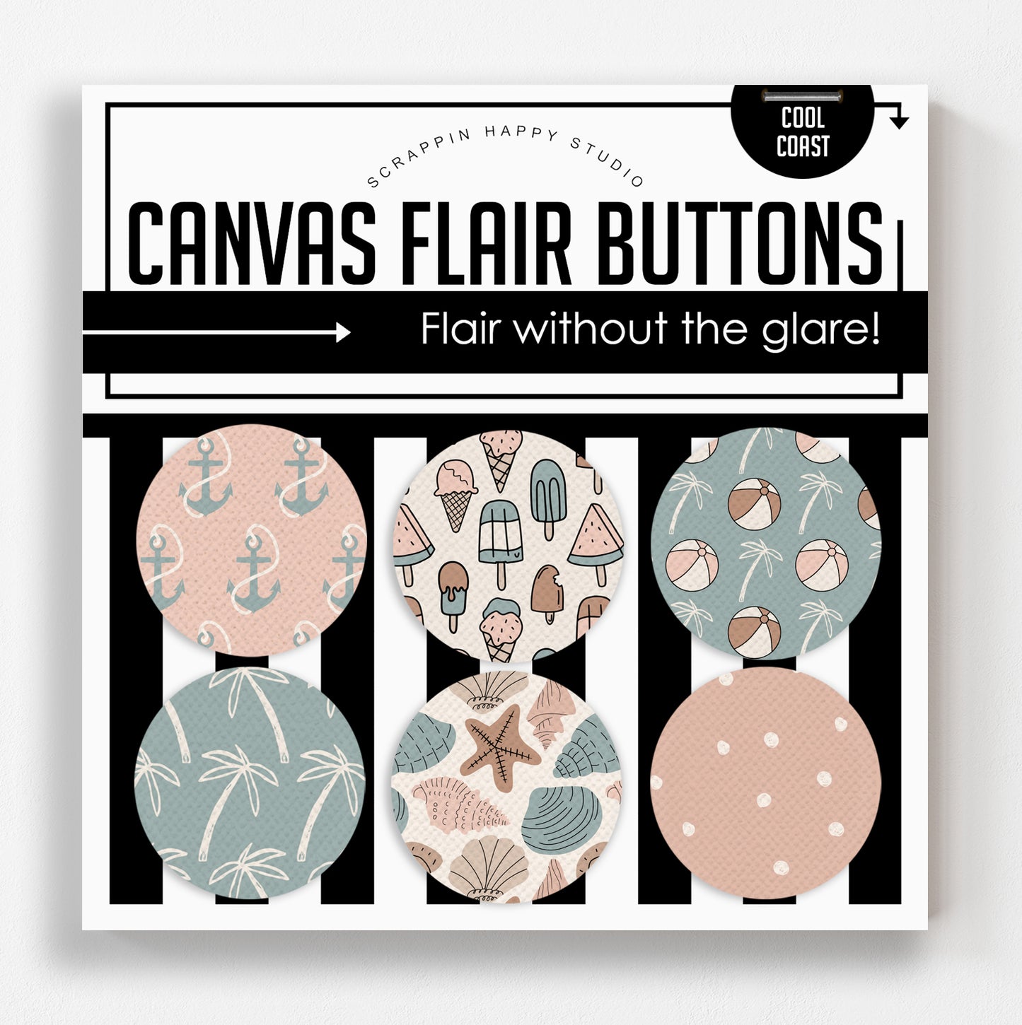 Cool Coast Canvas Flair Buttons