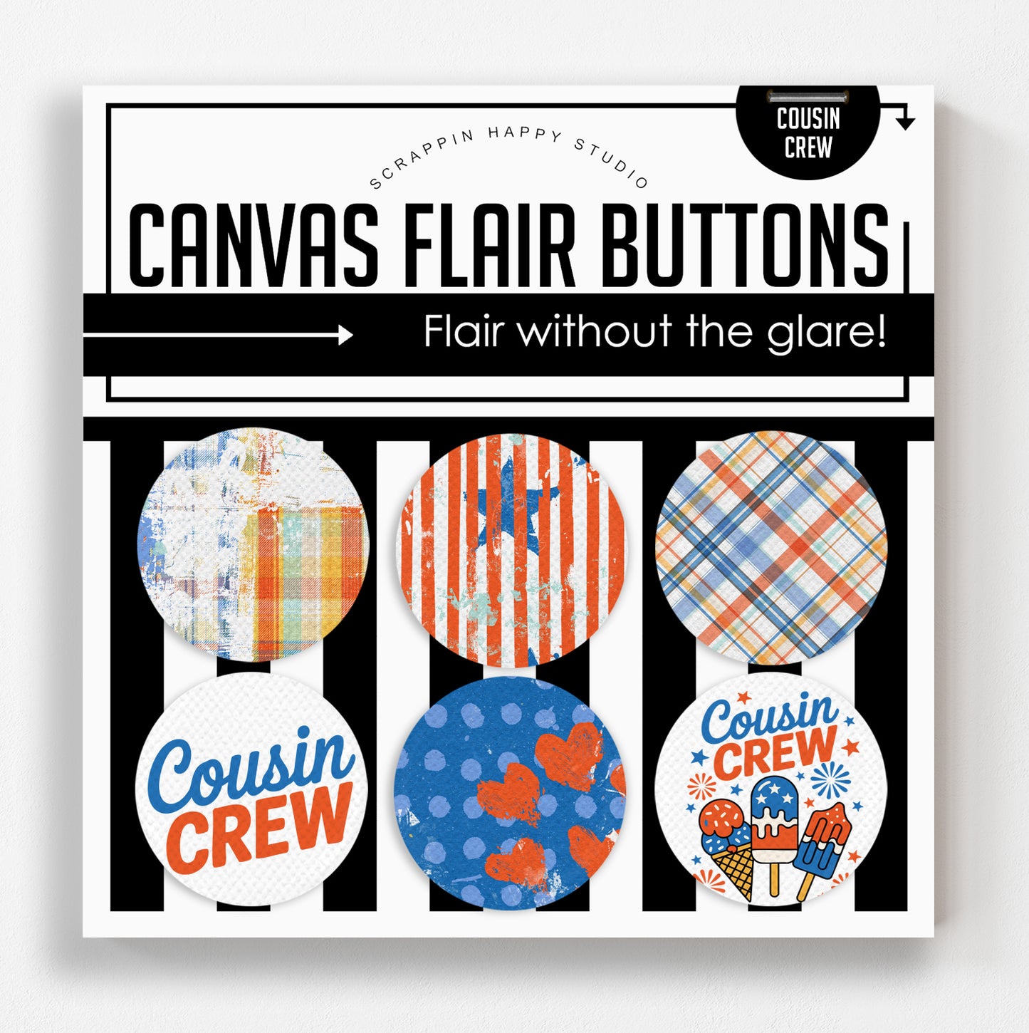 Cousin Crew Canvas Flair Buttons