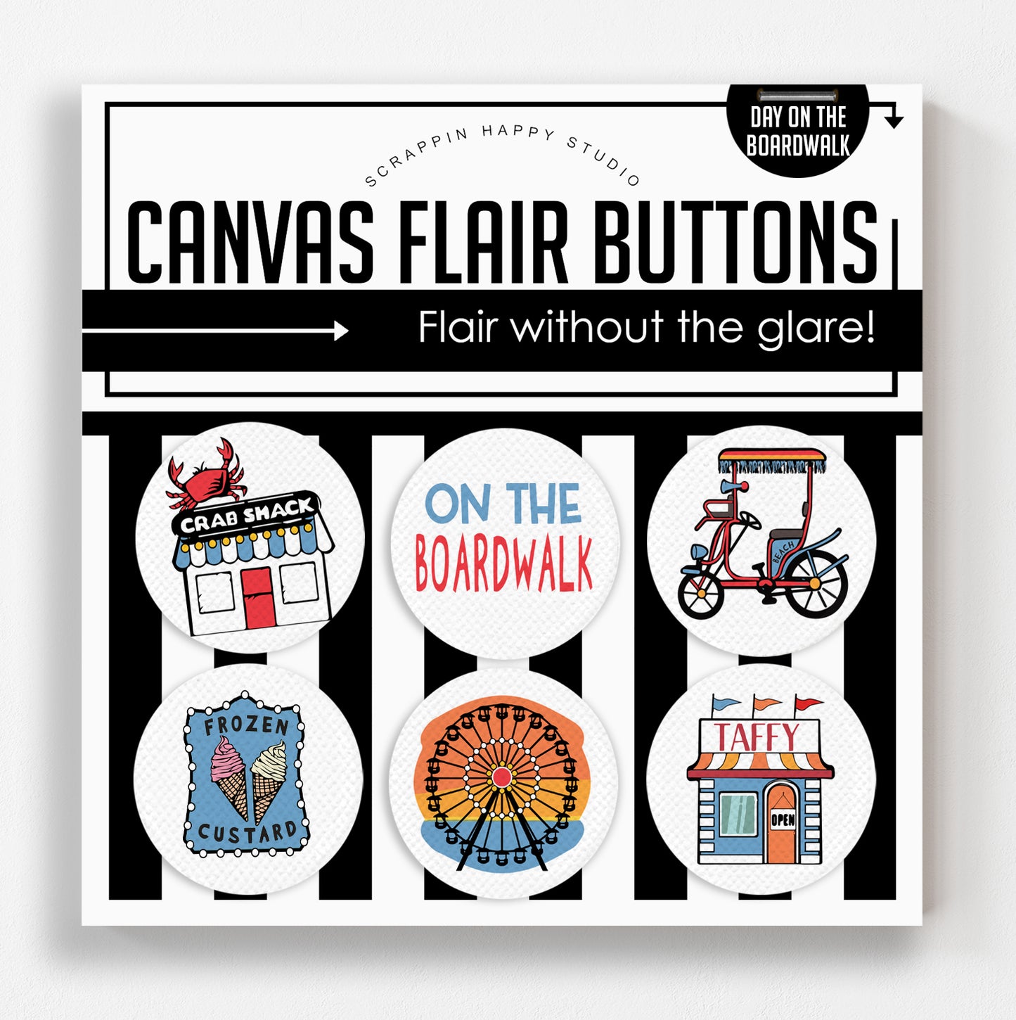 Day On The Boardwalk Flair Buttons