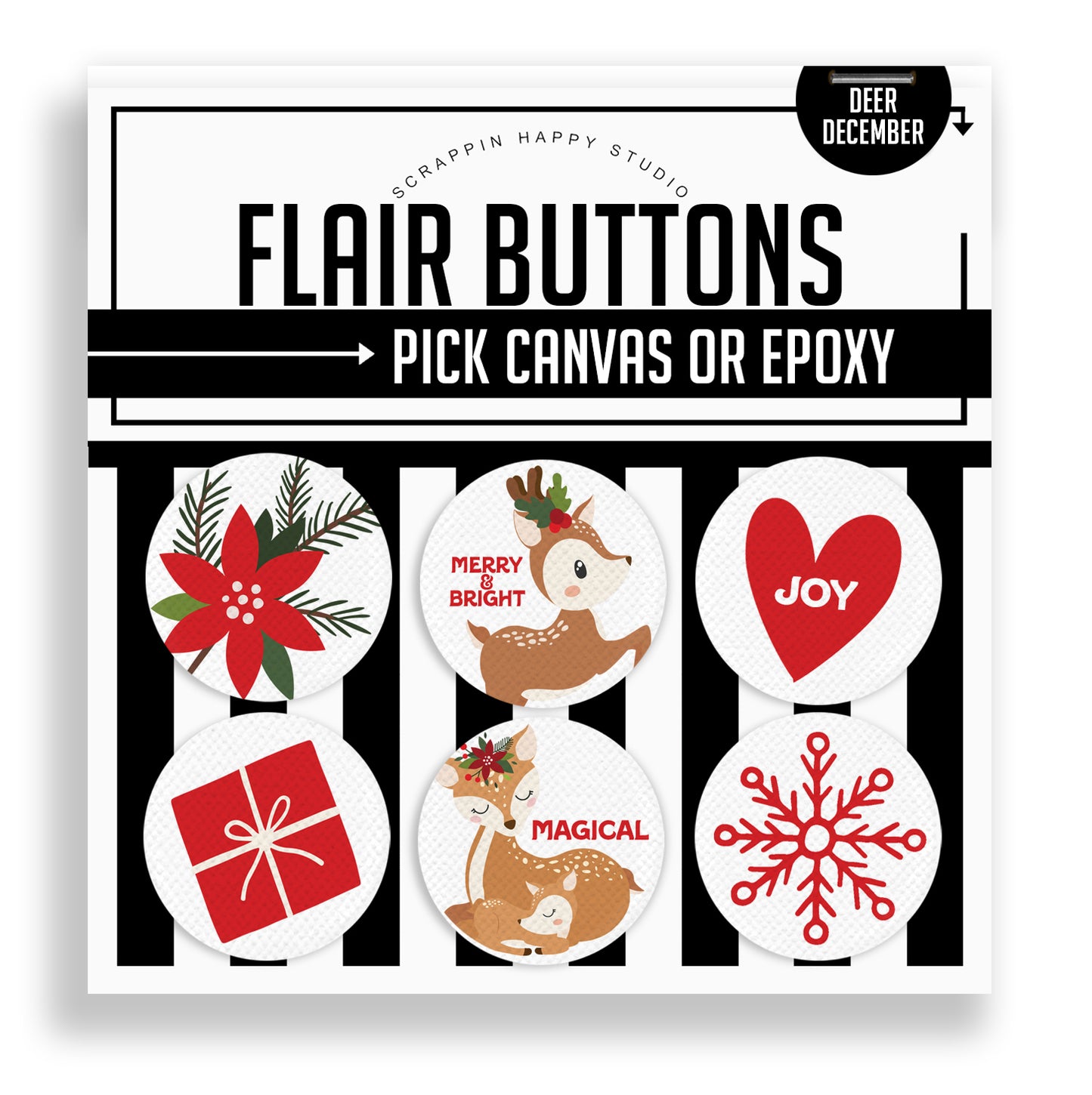 Deer December Flair Buttons