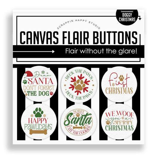 Doggy Christmas Canvas Flair Buttons