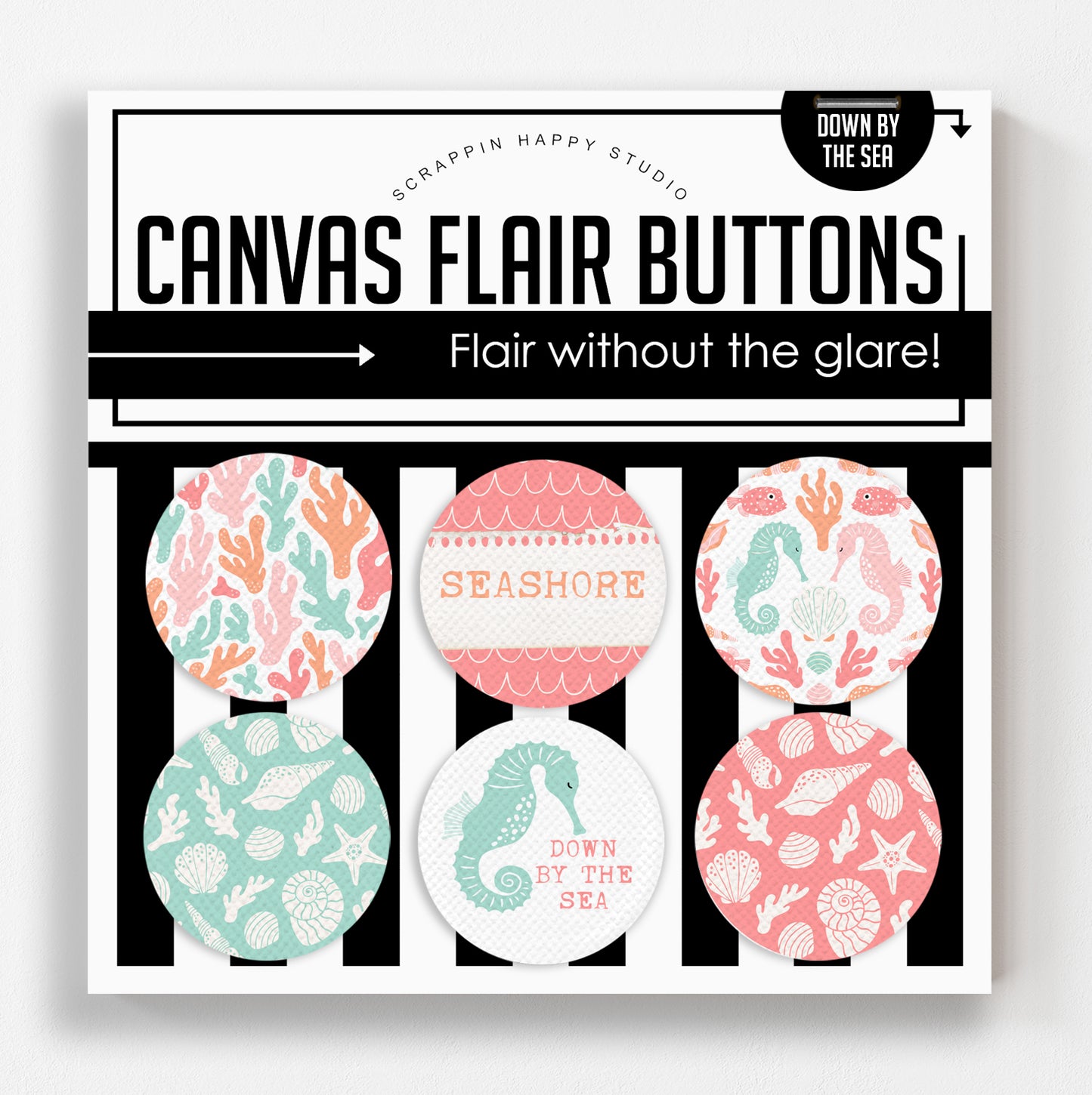 Down By The Sea Canvas Flair Buttons