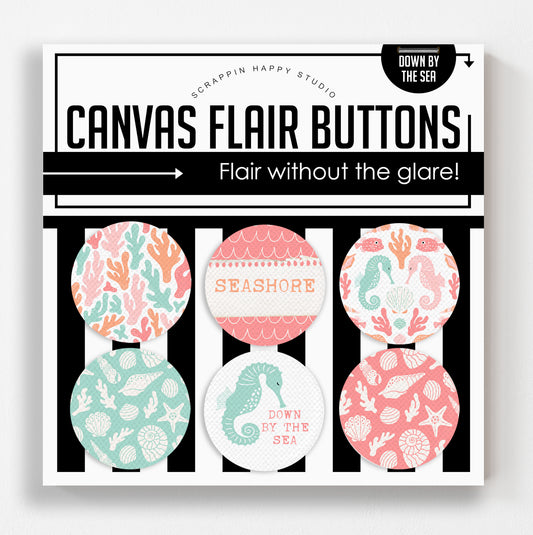 Down By The Sea Canvas Flair Buttons