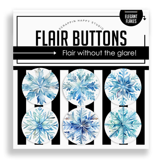 Elegant Snowflakes Canvas Flair Buttons