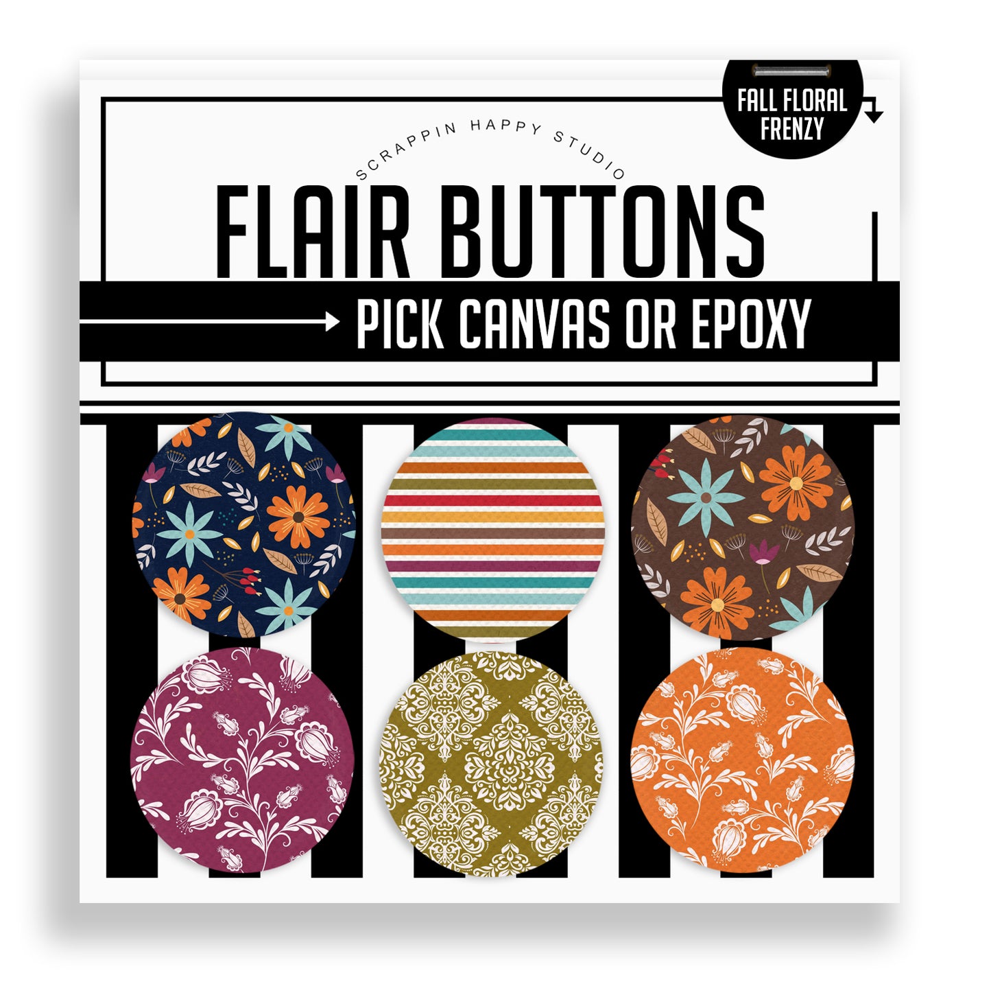 Fall Floral Frenzy Flair Buttons